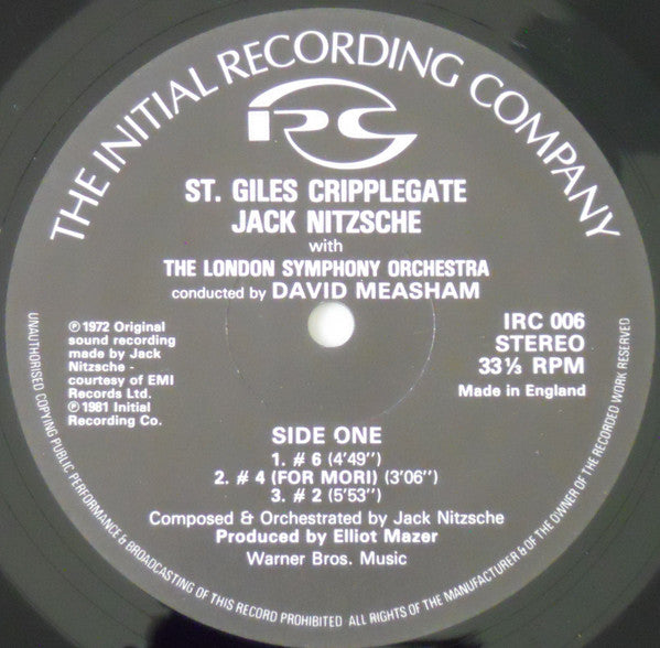 Jack Nitzsche With London Symphony Orchestra Conducted By David Measham : St. Giles Cripplegate (LP, Album, RE)