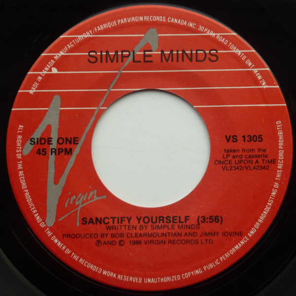Simple Minds : Sanctify Yourself (7", Single)