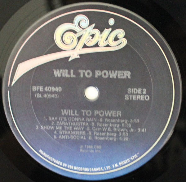 Will To Power : Will To Power (LP, Album)