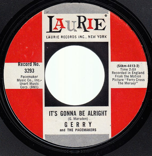 Gerry And The Pacemakers* : It's Gonna Be Alright (7", Styrene)