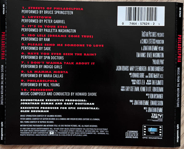 Various : Philadelphia (Music From The Motion Picture) (CD, Comp, RE)