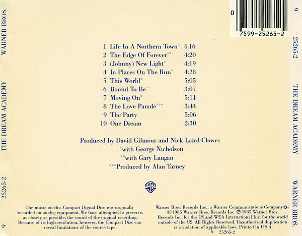 The Dream Academy : The Dream Academy (CD, Album)