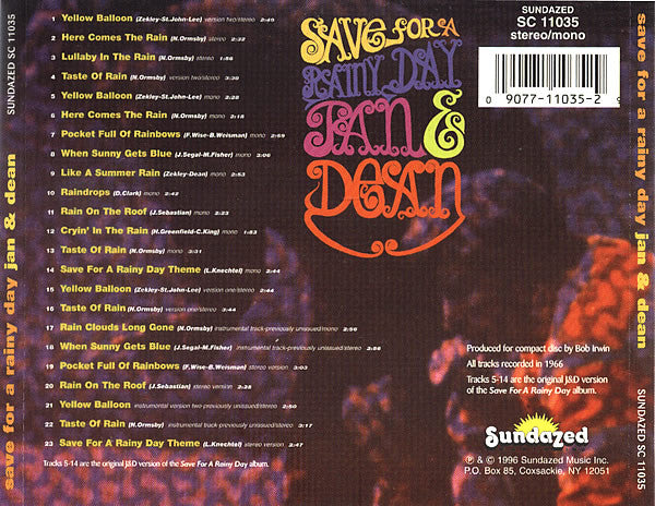 Jan & Dean : Save For A Rainy Day (CD, Album, RE, Nim)