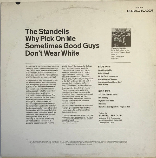 The Standells : Why Pick On Me- Sometimes Good Guys Don't Wear White (LP, Mono)