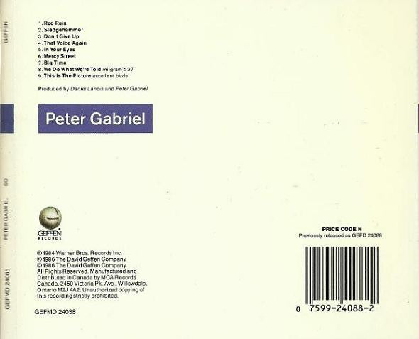 Peter Gabriel : So (CD, Album, RE)