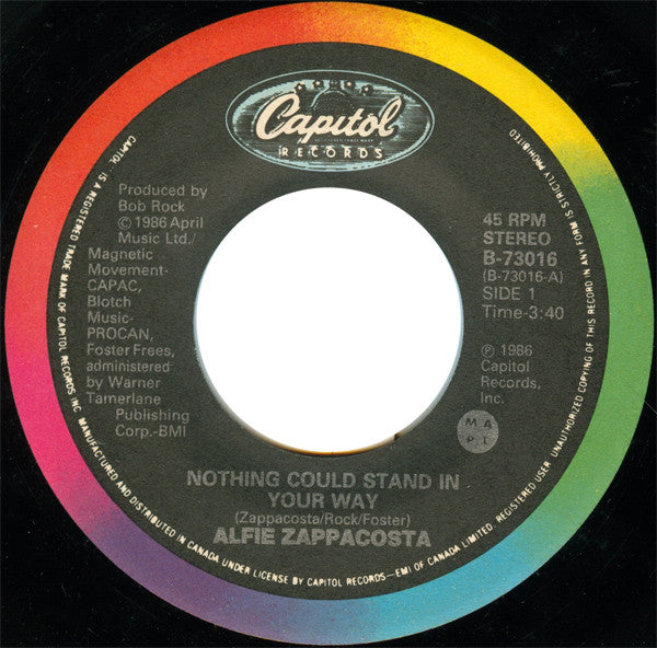 Zappacosta : Nothing Could Stand In Your Way (7", Single)