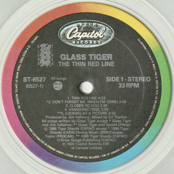 Glass Tiger : The Thin Red Line (LP, Album, Cle)