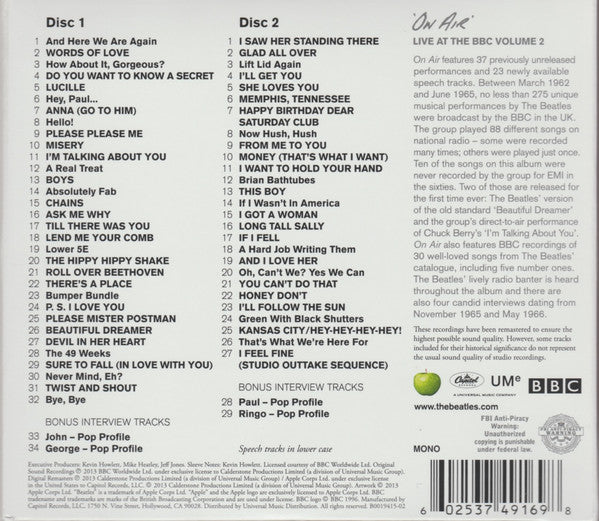 The Beatles : On Air - Live At The BBC Volume 2 (2xCD, Album, Mono, RE, RM)
