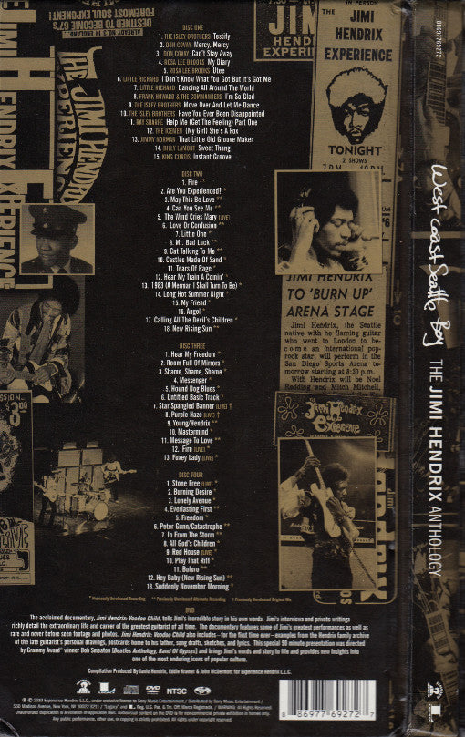 Jimi Hendrix : West Coast Seattle Boy: The Jimi Hendrix Anthology (4xCD, Comp + DVD, NTSC)