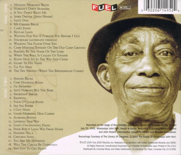 Mississippi John Hurt : D.C. Blues: The Library Of Congress Recordings, Volume 2 (2xCD, Comp)