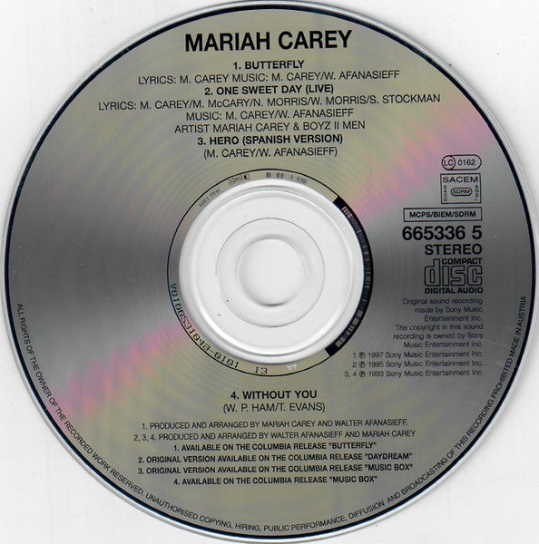 Mariah Carey : Butterfly (CD, Single)