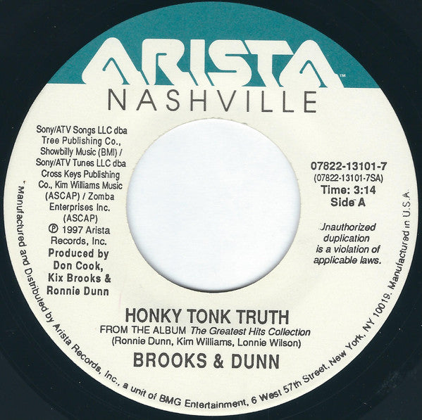 Brooks & Dunn : Honky Tonk Truth (7", Single)