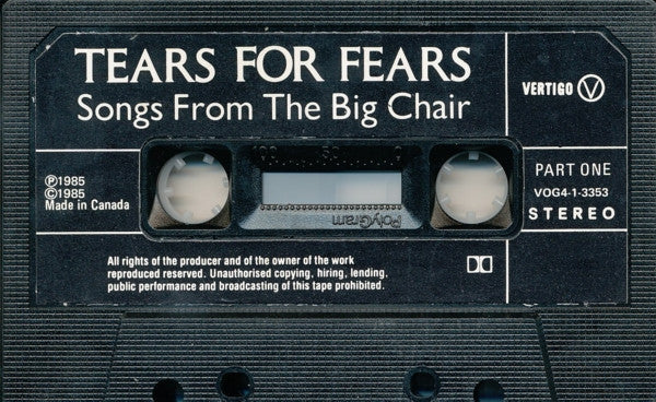 Tears For Fears : Songs From The Big Chair (Cass, Album, 4 S)