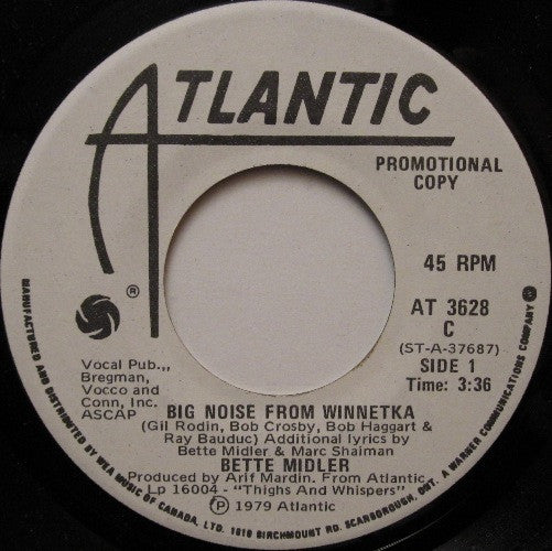Bette Midler : Big Noise From Winnetka (7", Promo)