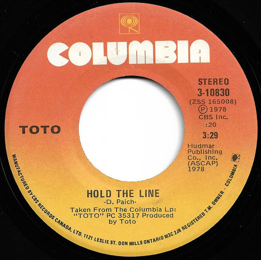 Toto : Hold The Line (7", Single)