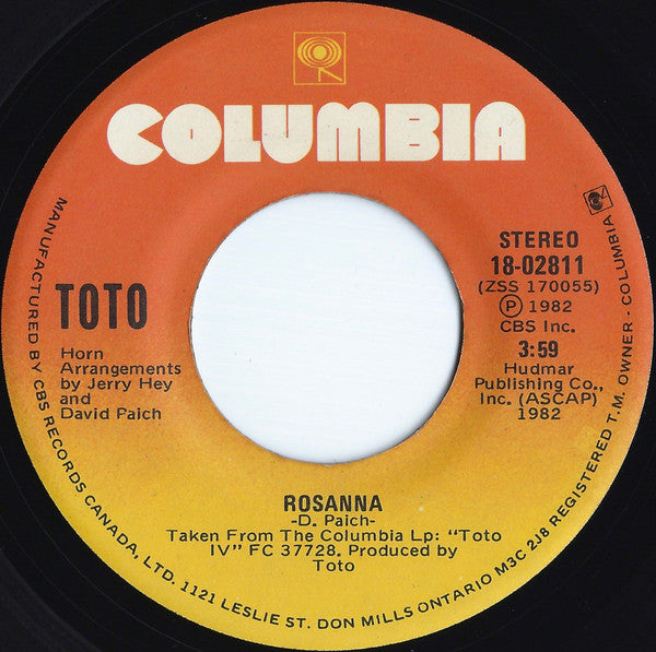 Toto : Rosanna (7", Single)