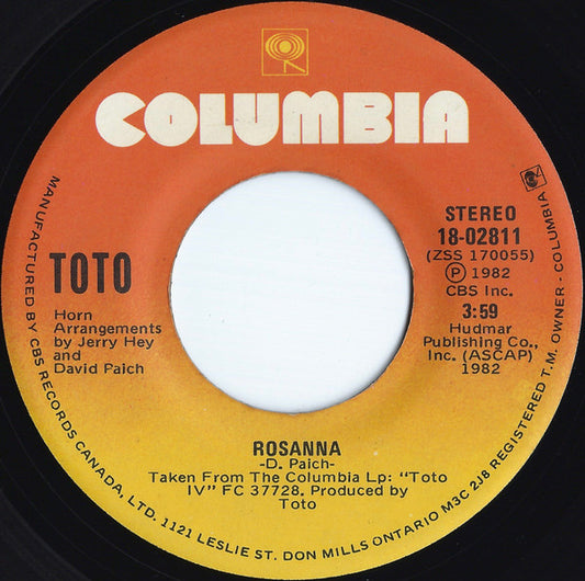 Toto : Rosanna (7", Single)