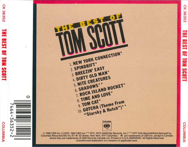 Tom Scott : The Best Of Tom Scott (CD, Comp, RE, JVC)