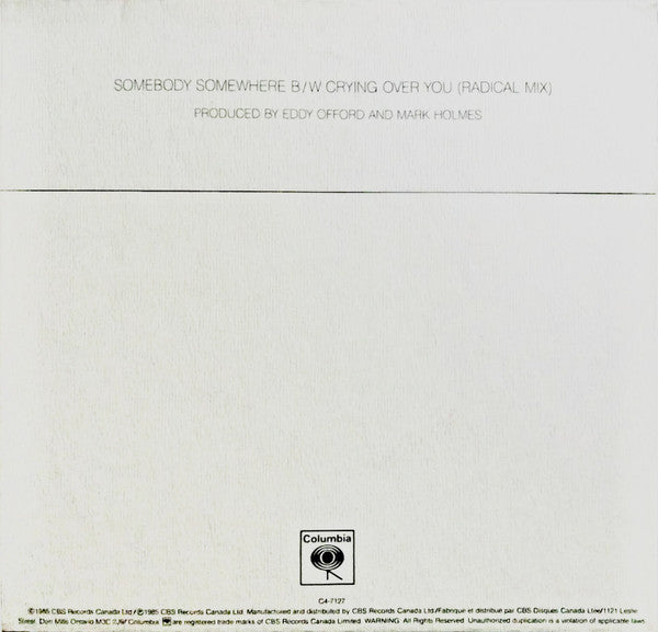 Platinum Blonde : Somebody Somewhere (7", Single)