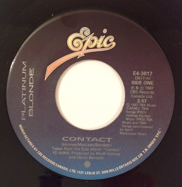 Platinum Blonde : Contact (7", Single)