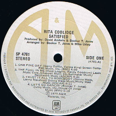 Rita Coolidge : Satisfied (LP, Album)