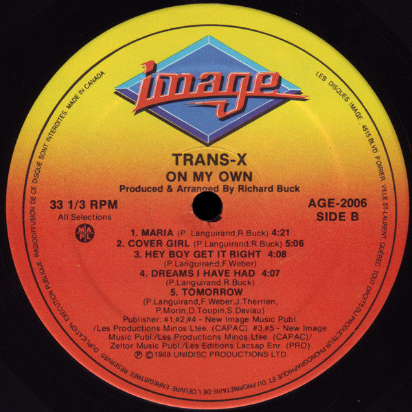 Trans-X : On My Own (LP, Album)