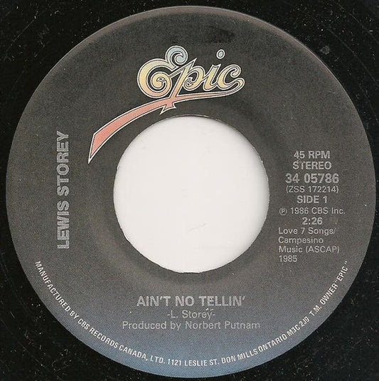 Lewis Storey : Ain't No Tellin' (7", Single)