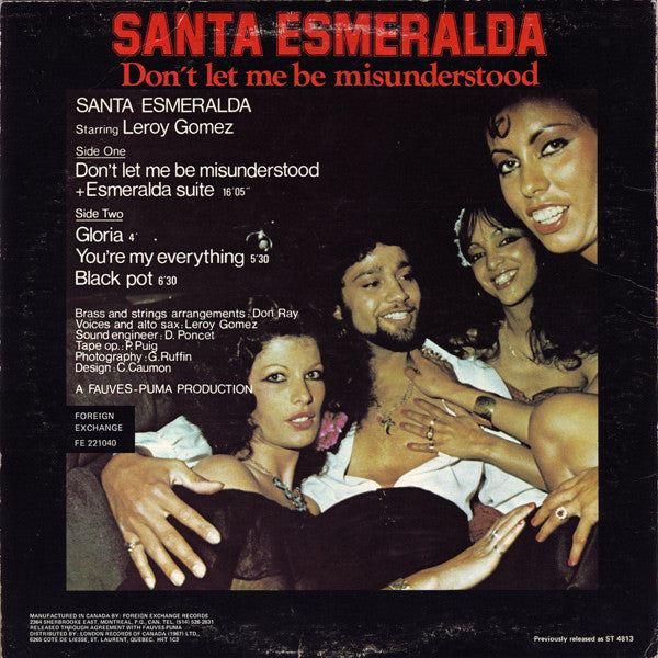Santa Esmeralda : Don't Let Me Be Misunderstood (LP, Album, RE, Coi)