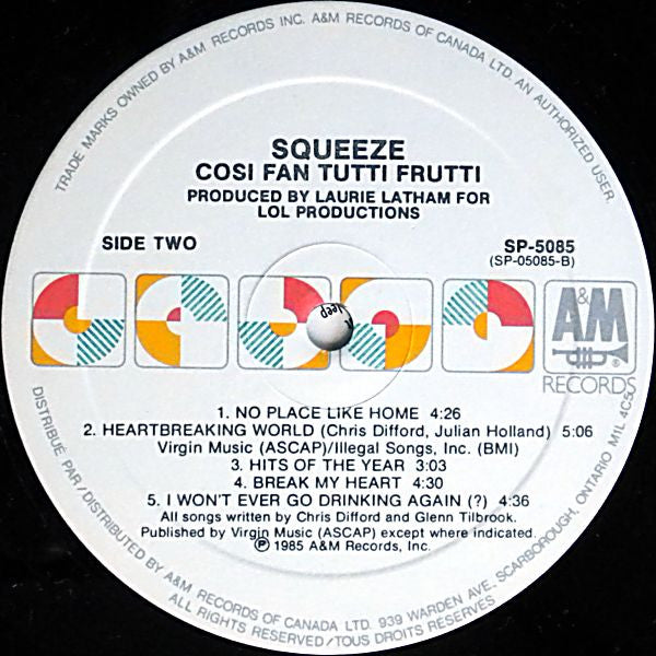 Squeeze (2) : Cosi Fan Tutti Frutti (LP, Album)