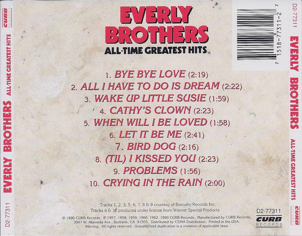 Everly Brothers : All-Time Greatest Hits (CD, Comp)