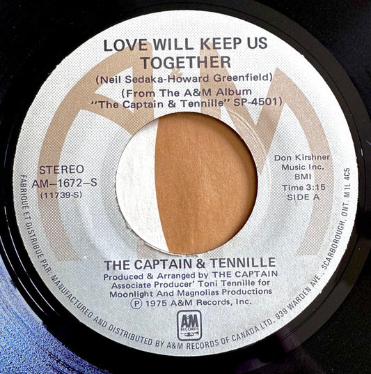 The Captain & Tennille* : Love Will Keep Us Together (7", Single)