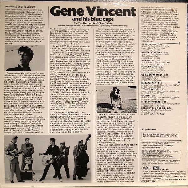Gene Vincent & His Blue Caps : The Bop That Just Won't Stop (1956) (LP, Comp, Mono, RE, Abr)