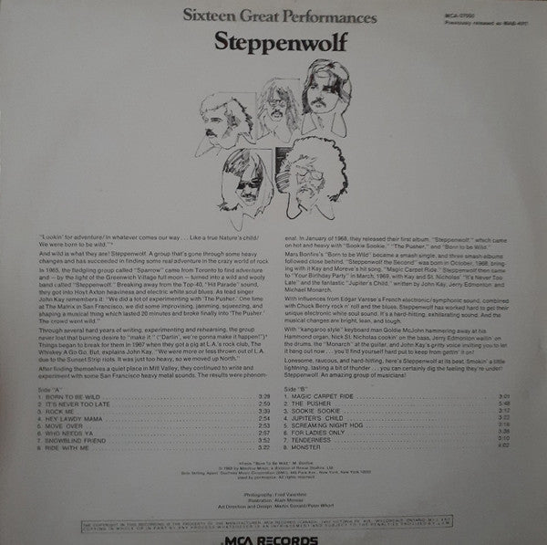 Steppenwolf : Sixteen Great Performances (LP, Comp)