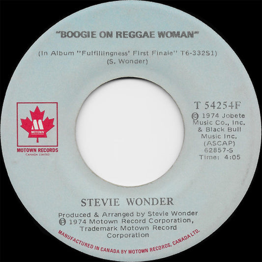 Stevie Wonder : Boogie On Reggae Woman (7", Single)