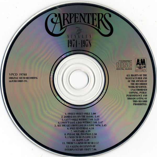 Carpenters : The Singles 1974-1978 (CD, Comp, RE)