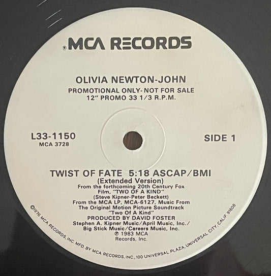 Olivia Newton-John : Twist Of Fate (12", Maxi, Promo, Glo)