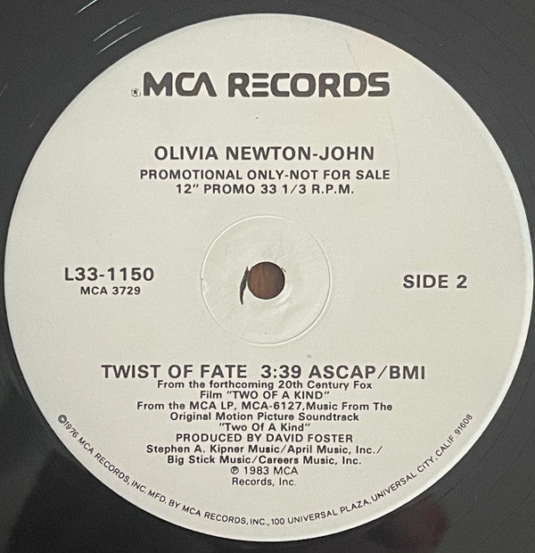 Olivia Newton-John : Twist Of Fate (12", Maxi, Promo, Glo)
