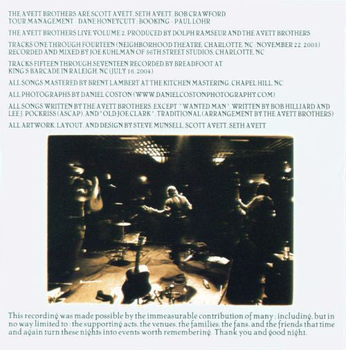 The Avett Brothers : Live, Volume 2 (CD, Album, Enh)