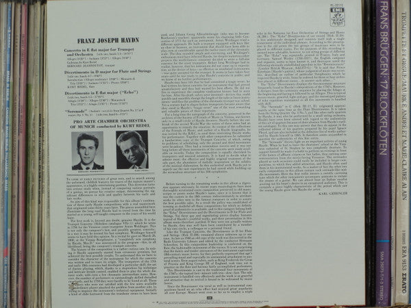 Joseph Haydn, Orchestre Pro Arte De Munich : Haydn: Concerto In F Flat Fot Trumpet & Orchestra; Diertimento In D Major For Flute & Strings; Divertimento In E Flat ("The Echo"); Serenade From Quartet Opus 5 No. 5 (LP, Album, Mono, RE)