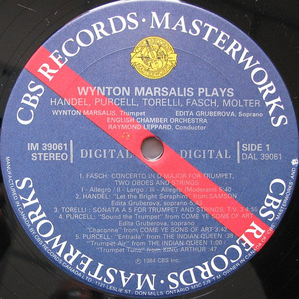 Wynton Marsalis, Edita Gruberova, Raymond Leppard / English Chamber Orchestra / Johann Friedrich Fasch, Georg Friedrich Händel, Giuseppe Torelli, Henry Purcell, Johann Melchior Molter : Wynton Marsalis Plays Handel, Purcell, Torelli, Fasch, Molter (LP, Album)