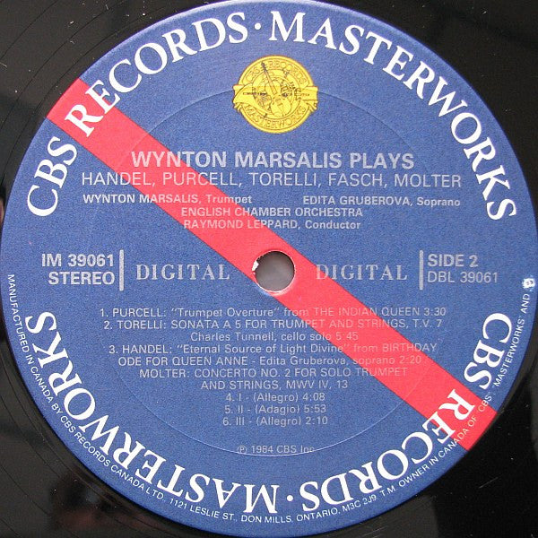 Wynton Marsalis, Edita Gruberova, Raymond Leppard / English Chamber Orchestra / Johann Friedrich Fasch, Georg Friedrich Händel, Giuseppe Torelli, Henry Purcell, Johann Melchior Molter : Wynton Marsalis Plays Handel, Purcell, Torelli, Fasch, Molter (LP, Album)