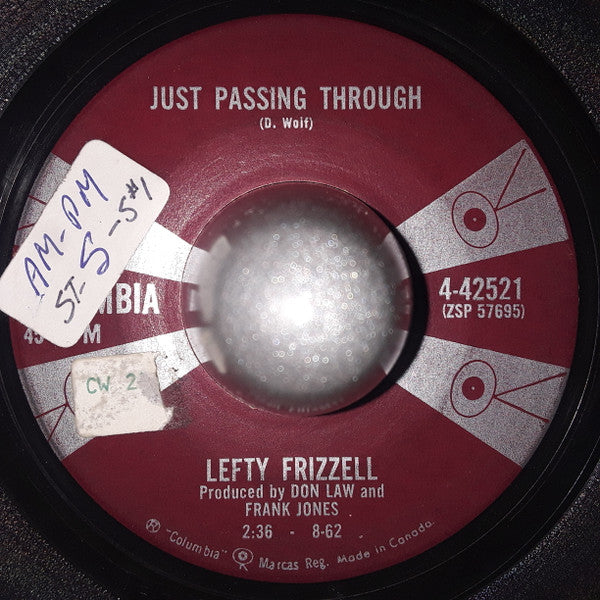 Lefty Frizzell : Stranger (7", Single)
