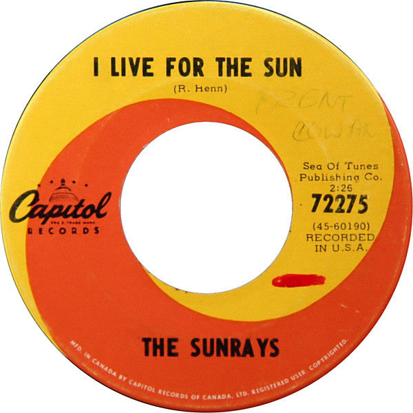 The Sunrays : I Live For The Sun / Bye Baby Bye (7", Single)