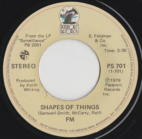 FM (3) : Shapes Of Things (7")