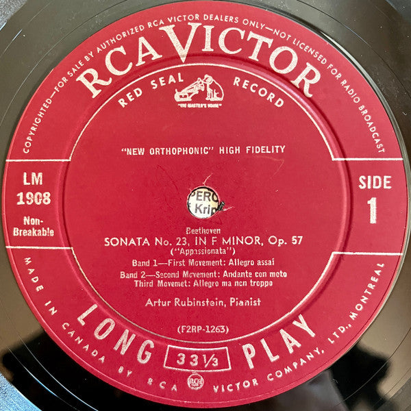 Ludwig van Beethoven, Arthur Rubinstein : "Appassionata" And "Pathétique" Sonatas (LP, Album, Mono)