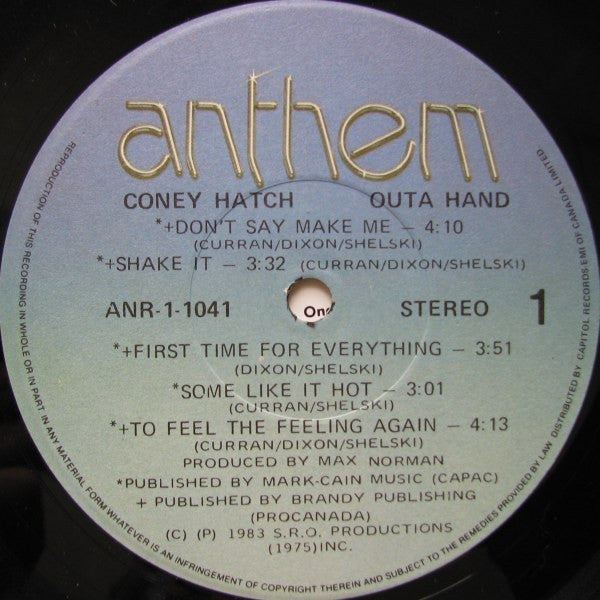 Coney Hatch : Outa Hand (LP, Album)