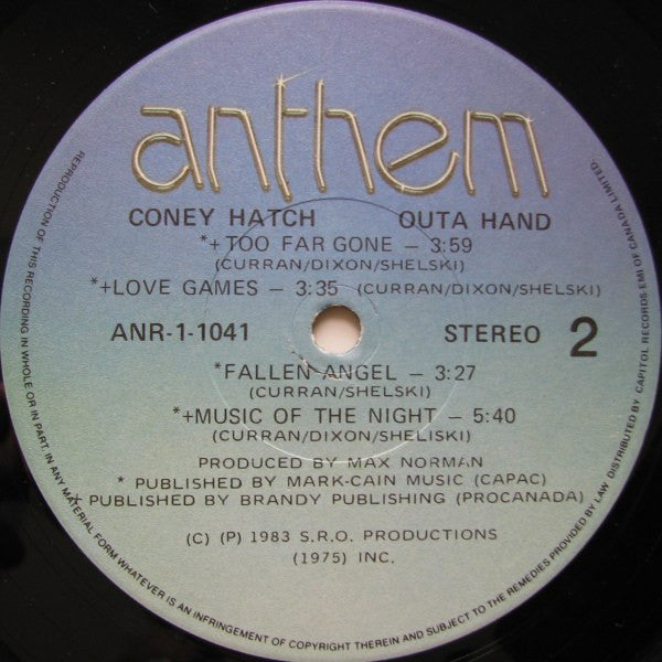 Coney Hatch : Outa Hand (LP, Album)
