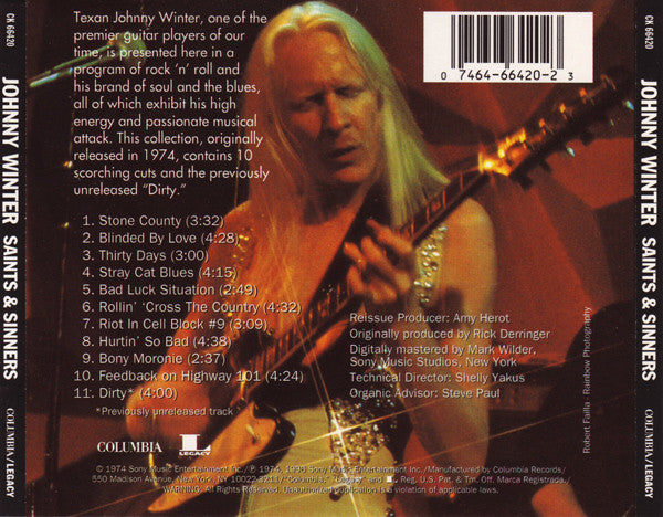 Johnny Winter : Saints & Sinners (CD, Album, RE)