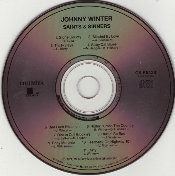 Johnny Winter : Saints & Sinners (CD, Album, RE)