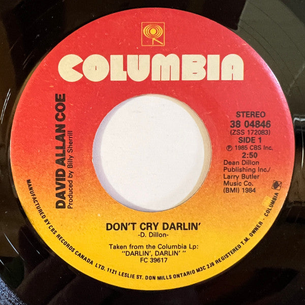 David Allan Coe : Don't Cry Darlin' (7", Single)